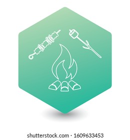 Brazier, zephyr and kebab icon. Vector illustration

