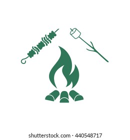 Brazier, zephyr and kebab icon. Vector illustration