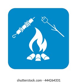 Brazier, zephyr and kebab icon. Vector illustration

