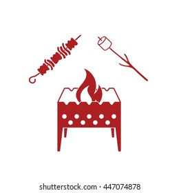 Brazier, zephyr and kebab icon. Vector illustration

