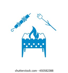 Brazier, zephyr and kebab icon. Vector illustration