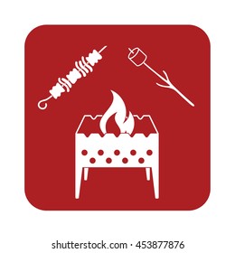 Brazier, zephyr and kebab icon. Vector illustration