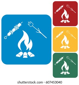 Brazier, zephyr and kebab icon. Vector illustration

