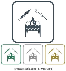Brazier, zephyr and kebab icon. Vector illustration