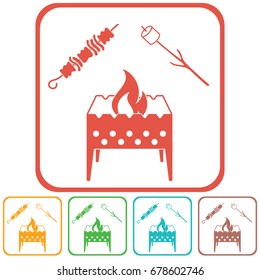 Brazier, zephyr and kebab icon. Vector illustration
