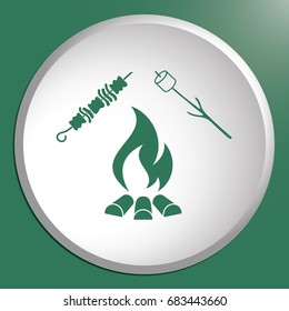 Brazier, zephyr and kebab icon. Vector illustration

