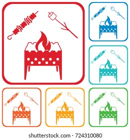 Brazier, zephyr and kebab icon. Vector illustration

