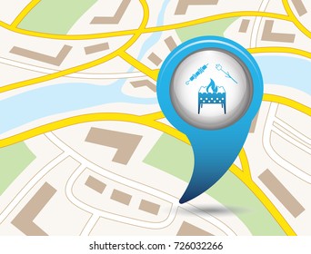 Brazier, zephyr and kebab icon. Vector illustration

