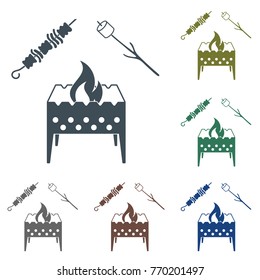 Brazier, zephyr and kebab icon. Vector illustration

