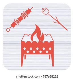 Brazier, zephyr and kebab icon. Vector illustration

