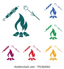 Brazier, zephyr and kebab icon. Vector illustration