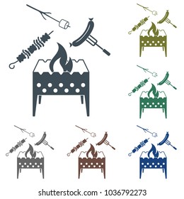 Brazier, zephyr, kebab and sausage icon. Vector illustration

