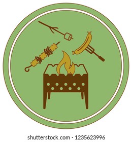 Brazier, zephyr, kebab and sausage icon. Vector illustration

