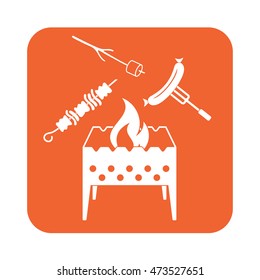 Brazier, zephyr, kebab and sausage icon. Vector illustration

