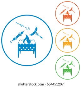 Brazier, zephyr, kebab and sausage icon. Vector illustration

