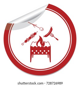 Brazier, zephyr, kebab and sausage icon. Vector illustration

