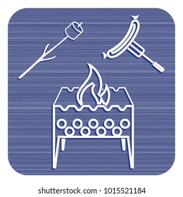 Brazier, zephyr and sausage icon. Vector illustration