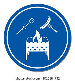 Brazier, zephyr and sausage icon. Vector illustration

