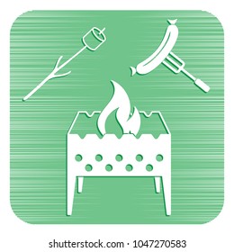 Brazier, zephyr and sausage icon. Vector illustration

