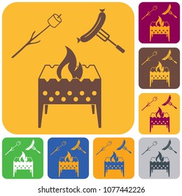 Brazier, zephyr and sausage icon. Vector illustration