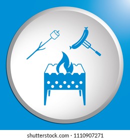 Brazier, zephyr and sausage icon. Vector illustration