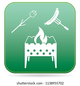 Brazier, zephyr and sausage icon. Vector illustration