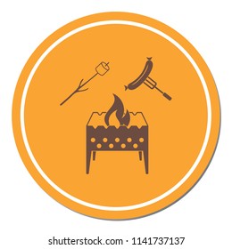 Brazier, zephyr and sausage icon. Vector illustration