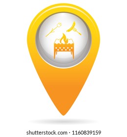 Brazier, zephyr and sausage icon. Vector illustration
