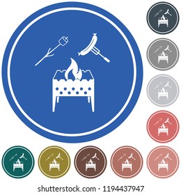 Brazier, zephyr and sausage icon. Vector illustration