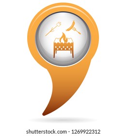 Brazier, zephyr and sausage icon. Vector illustration

