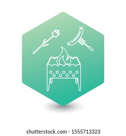 Brazier, zephyr and sausage icon. Vector illustration

