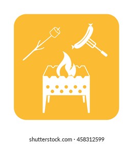 Brazier, zephyr and sausage icon. Vector illustration
