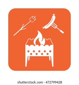 Brazier, zephyr and sausage icon. Vector illustration
