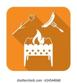 Brazier, zephyr and sausage icon. Vector illustration