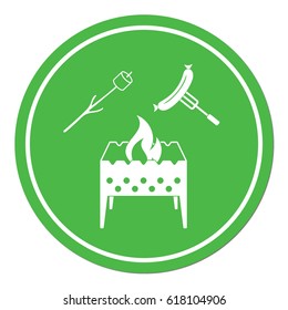 Brazier, zephyr and sausage icon. Vector illustration

