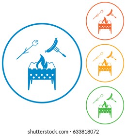 Brazier, zephyr and sausage icon. Vector illustration