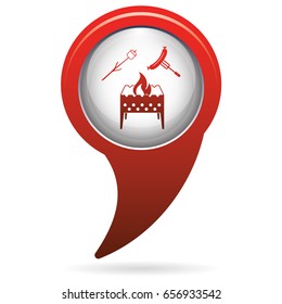 Brazier, zephyr and sausage icon. Vector illustration