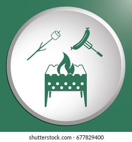 Brazier, zephyr and sausage icon. Vector illustration