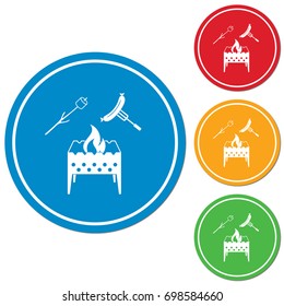 Brazier, zephyr and sausage icon. Vector illustration