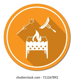 Brazier, zephyr and sausage icon. Vector illustration

