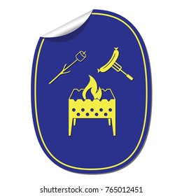 Brazier, zephyr and sausage icon. Vector illustration

