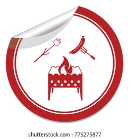 Brazier, zephyr and sausage icon. Vector illustration