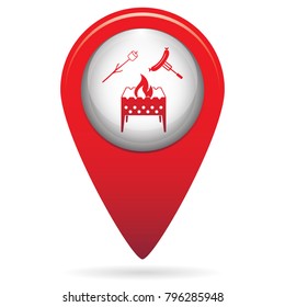 Brazier, zephyr and sausage icon. Vector illustration