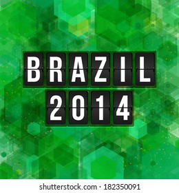 Brazil 2014 football poster. Hexagon background. Vector illustration. 