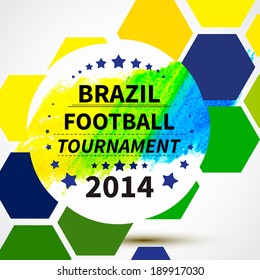 Brazil 2014 football poster.Bright Background. Vector illustration