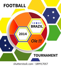 Brazil 2014 football poster.Bright Background. Vector illustration