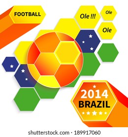 Brazil 2014 football poster.Bright Background. Vector illustration