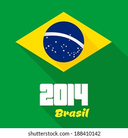 Brazil 2014, football soccer vector poster, flat style