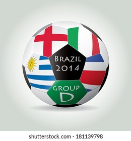 Brazil 2014 Group D vector illustration.