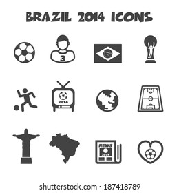 brazil 2014 icons, mono vector symbols